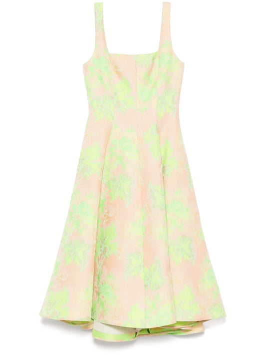 Abstract Floral Jacquard Dress