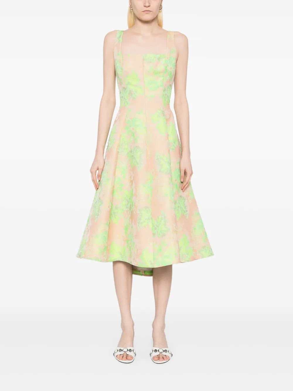 Abstract Floral Jacquard Dress