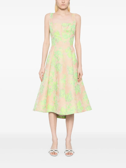 Abstract Floral Jacquard Dress