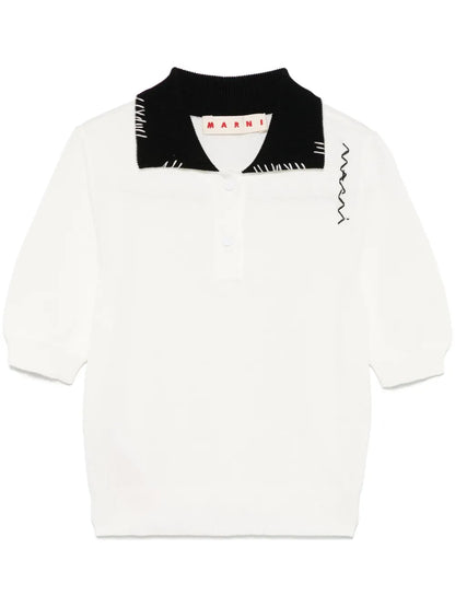Contrastíng-Collar Polo Shirt