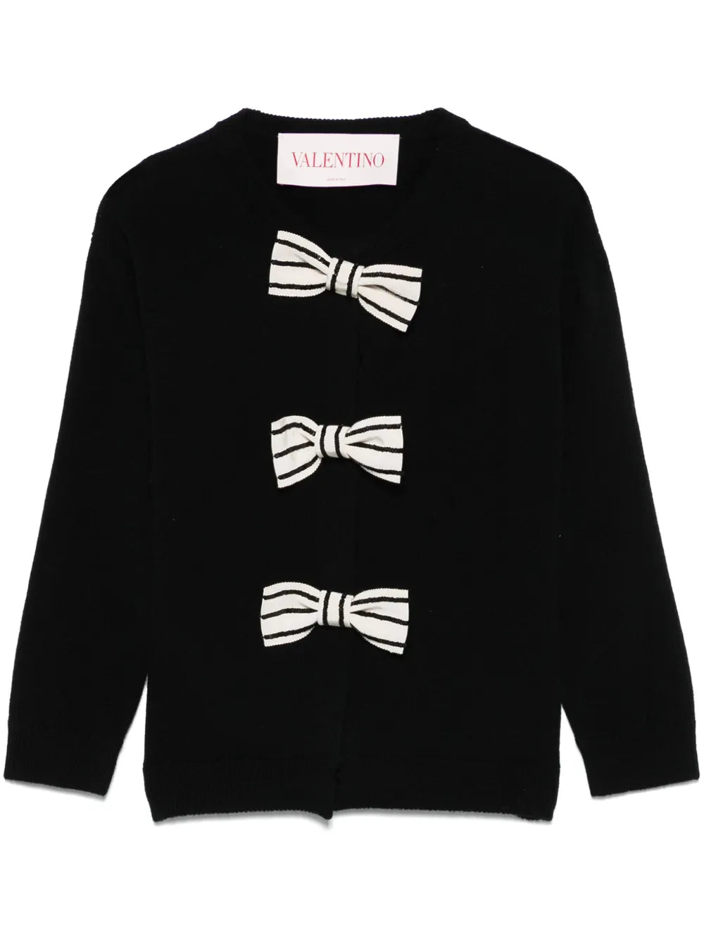 Embroidered-Bow Cardigan
