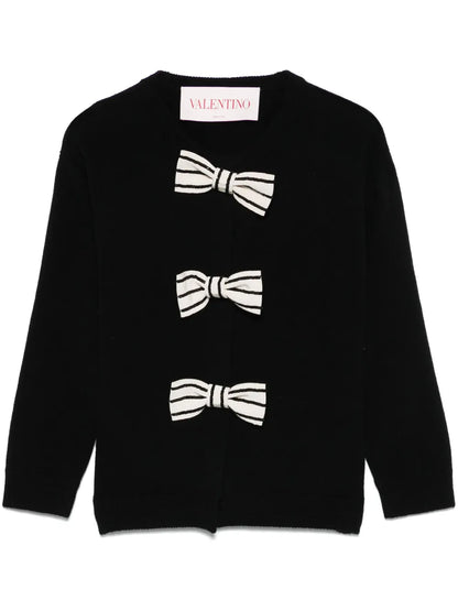 Embroidered-Bow Cardigan