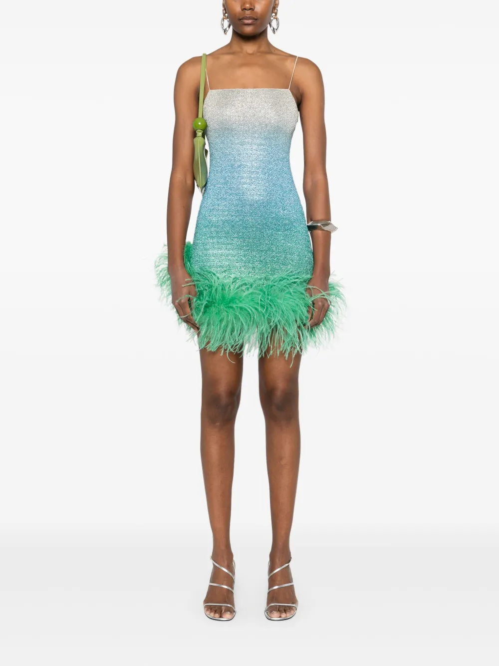 Feather-Trim Mini Dress
