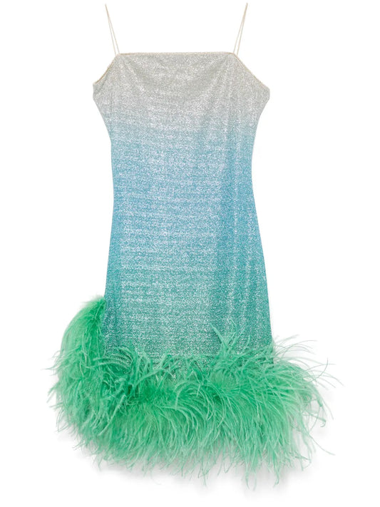Feather-Trim Mini Dress