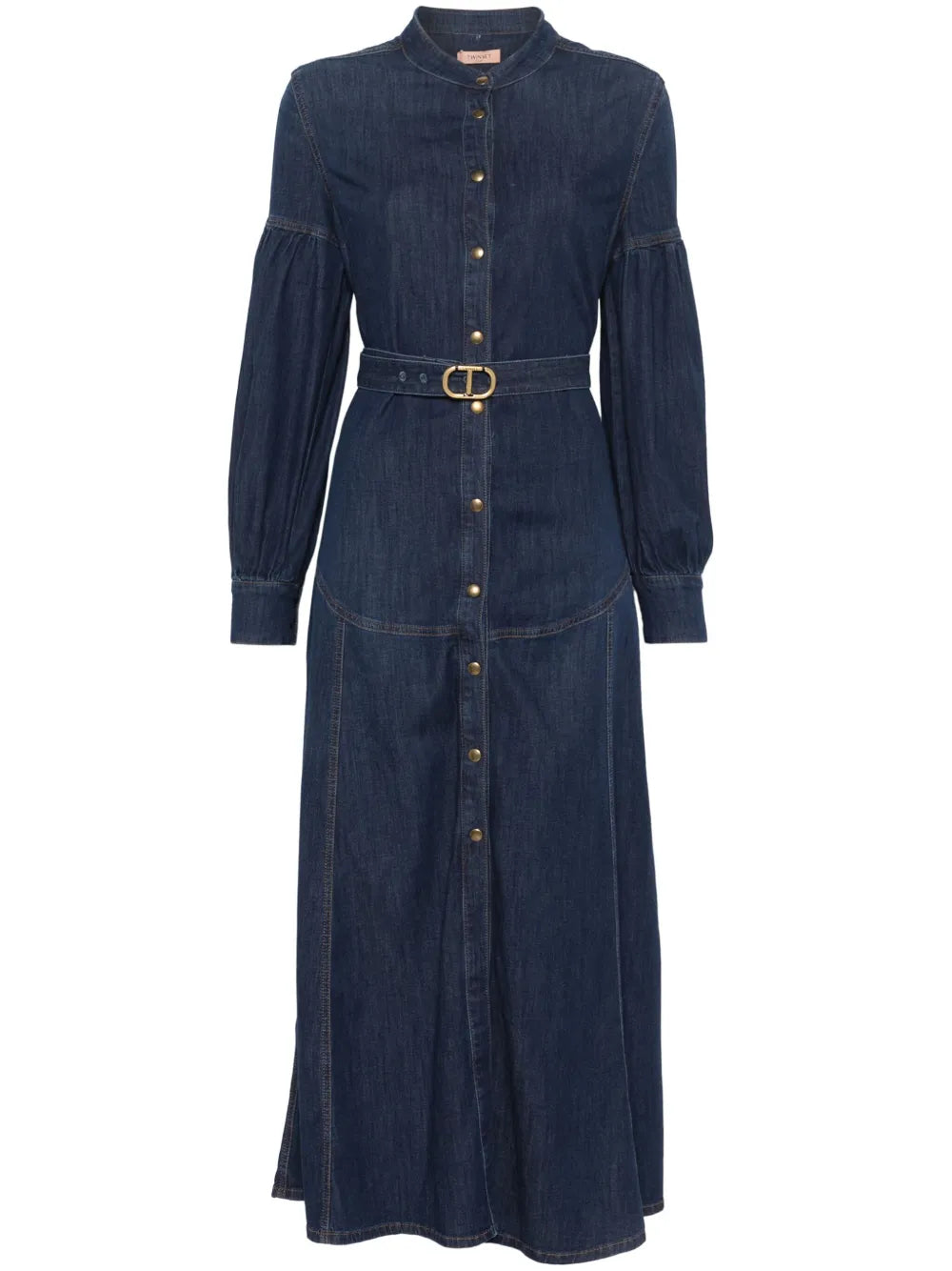 Belted Denim Long Dress