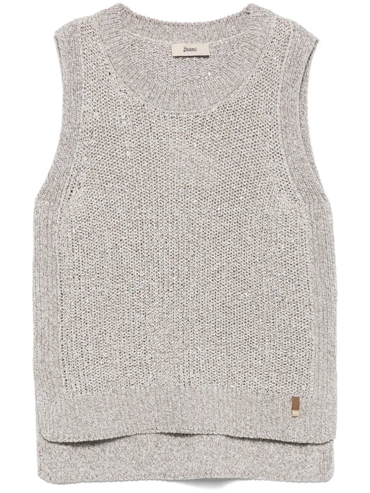 Sequin-Embellished Knitted Top