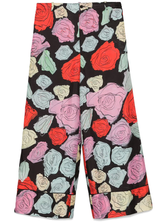 Floral-Print Trousers