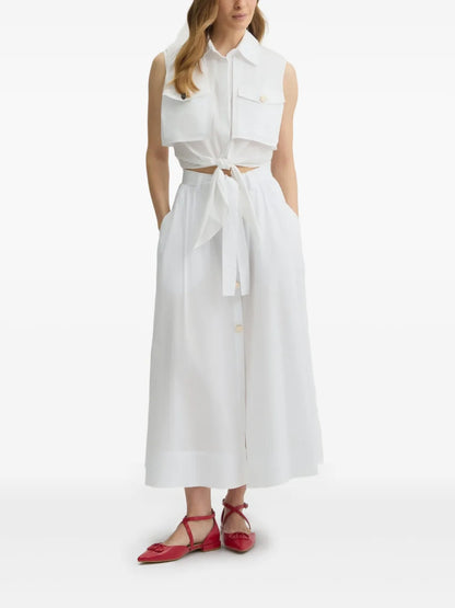 Button-Front Midi Skirt