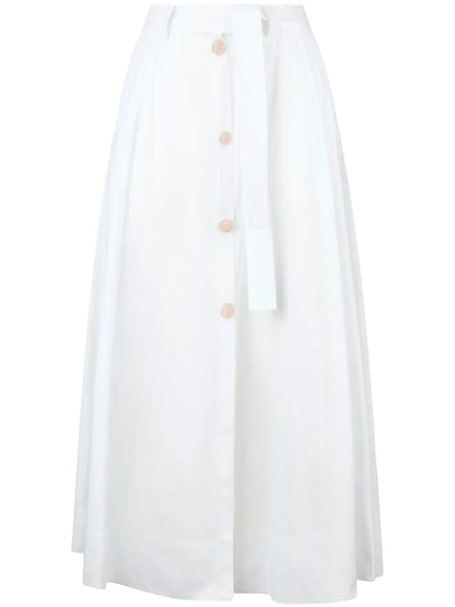 Button-Front Midi Skirt