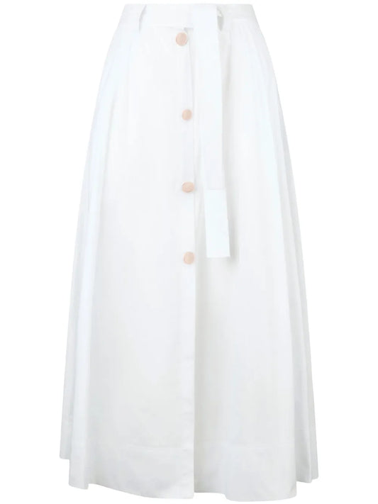 Button-Front Midi Skirt