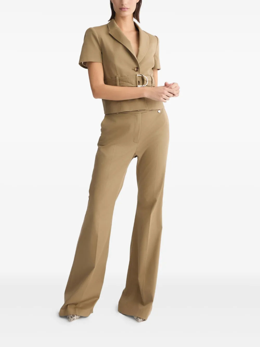 High-Waisted Flared Trousers