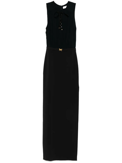 Lace-Up Crepe Maxi Dress