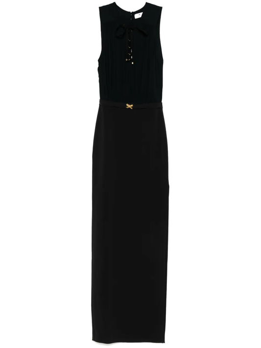 Lace-Up Crepe Maxi Dress