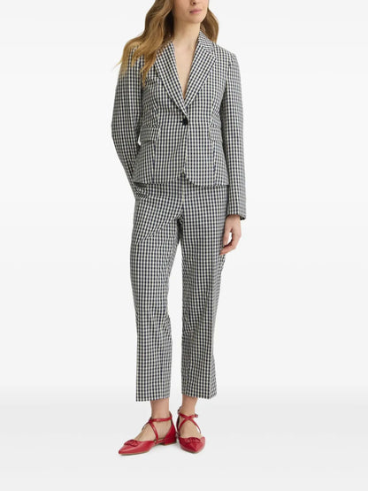 Check-Pattern Cropped Trousers