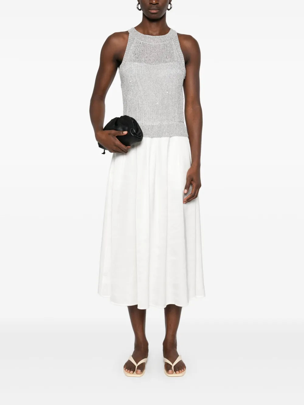 Sequin-Detail Panelled Midi Dress