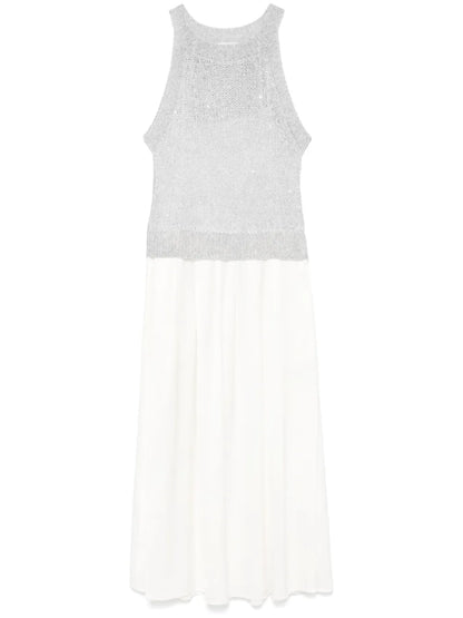 Sequin-Detail Panelled Midi Dress