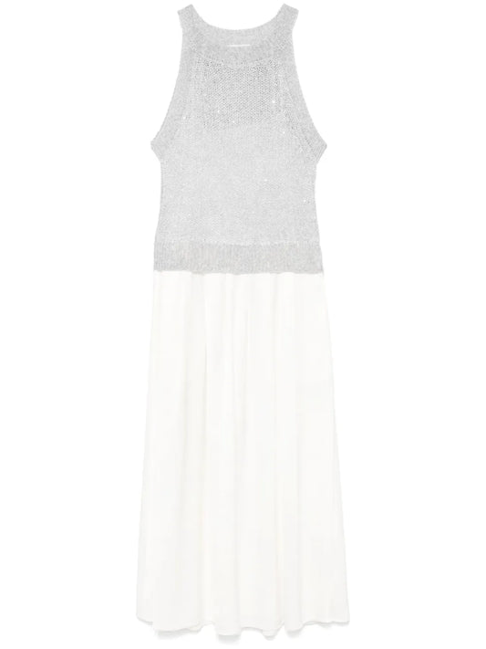 Sequin-Detail Panelled Midi Dress