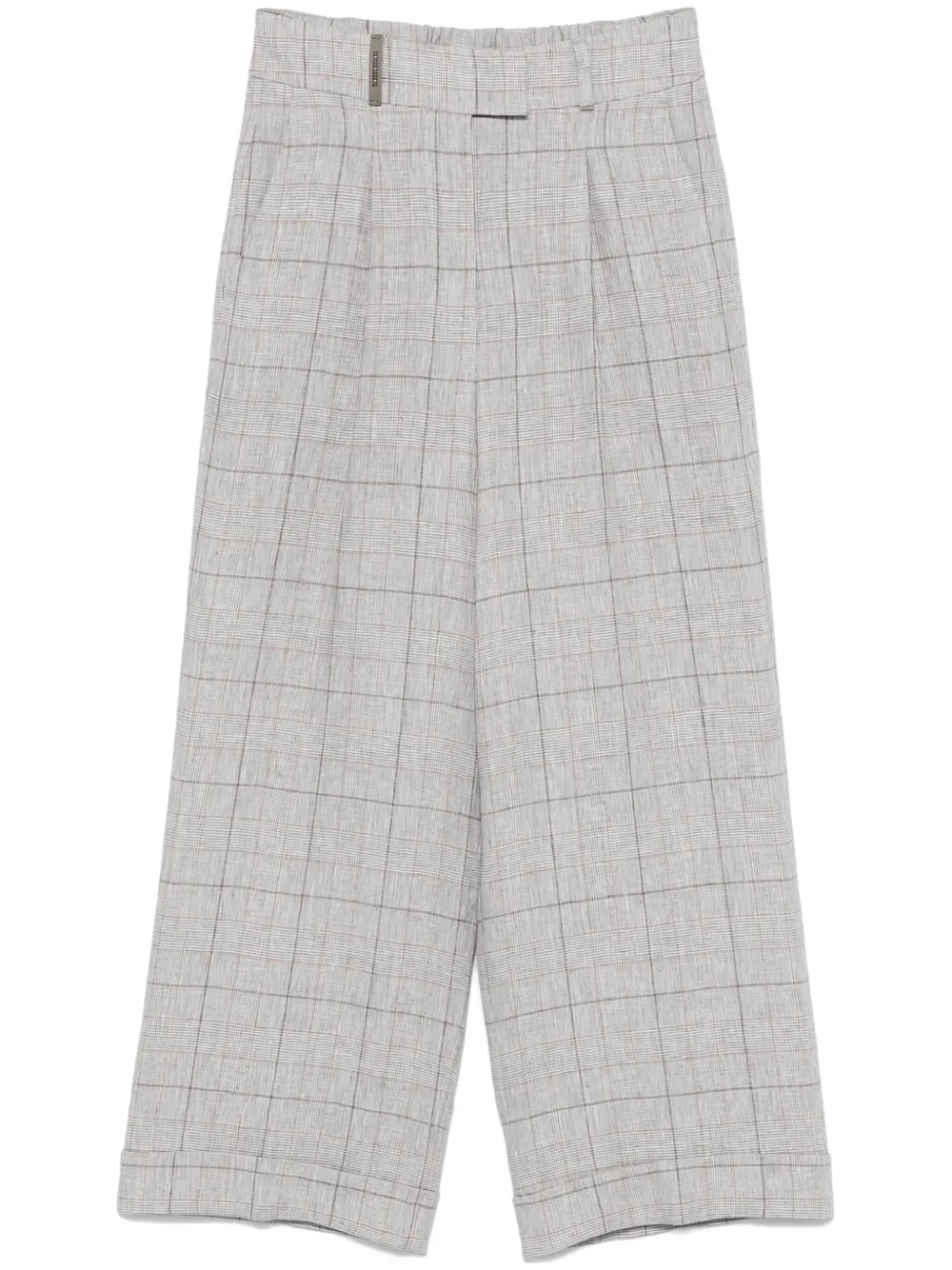 Prince Of Wales-Check Linen Trousers
