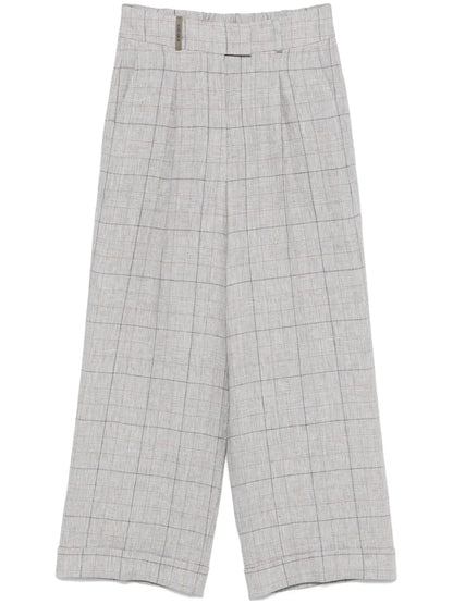 Prince Of Wales-Check Linen Trousers