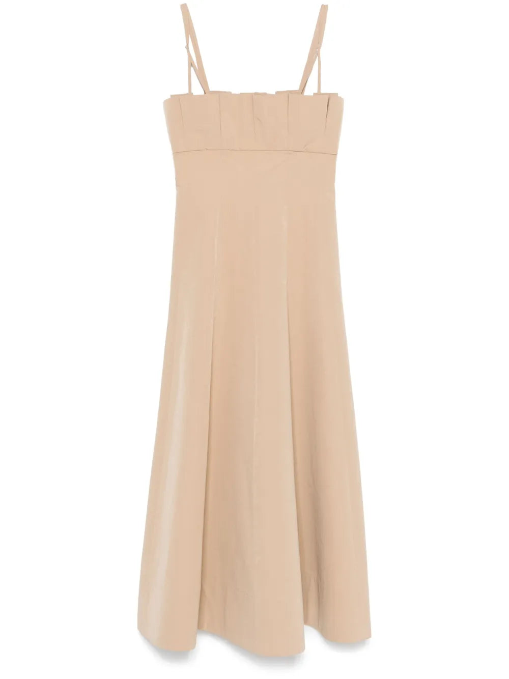 Pleat-Detail Midi Dress