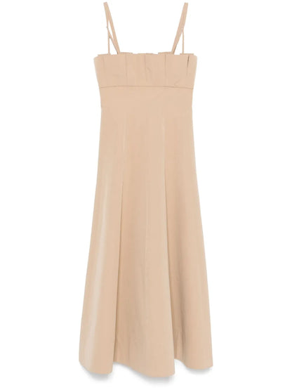 Pleat-Detail Midi Dress