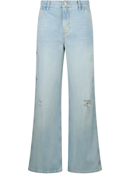 Distressed Wide-Leg Jeans