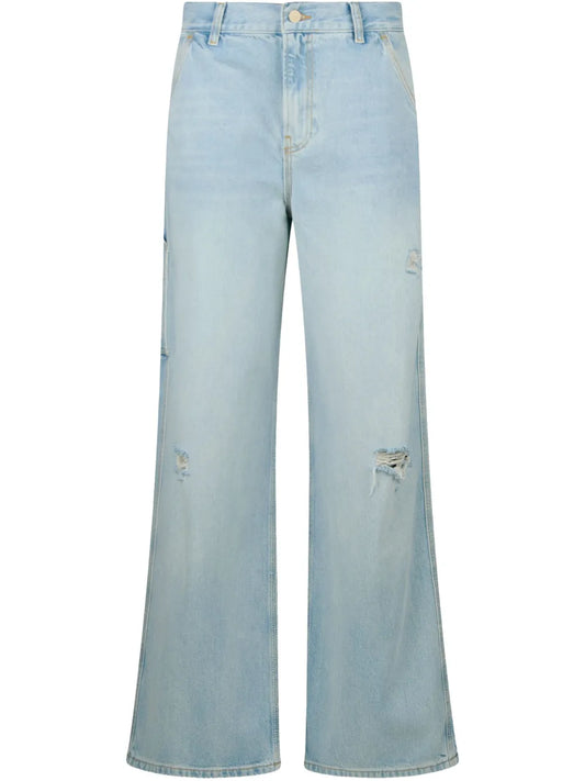 Distressed Wide-Leg Jeans
