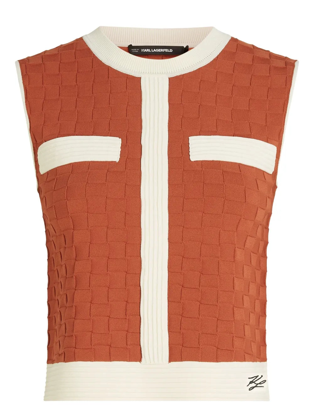 Contrast-Piping Sleeveless Top