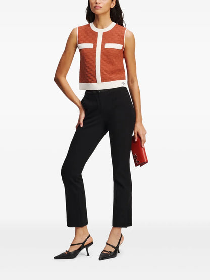 Contrast-Piping Sleeveless Top