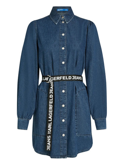 Puff-Sleeves Denim Dress