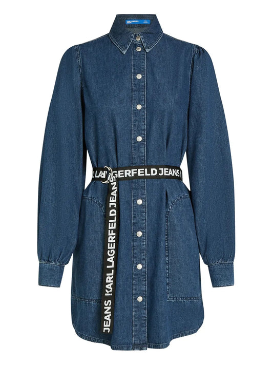 Puff-Sleeves Denim Dress