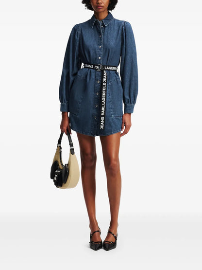 Puff-Sleeves Denim Dress