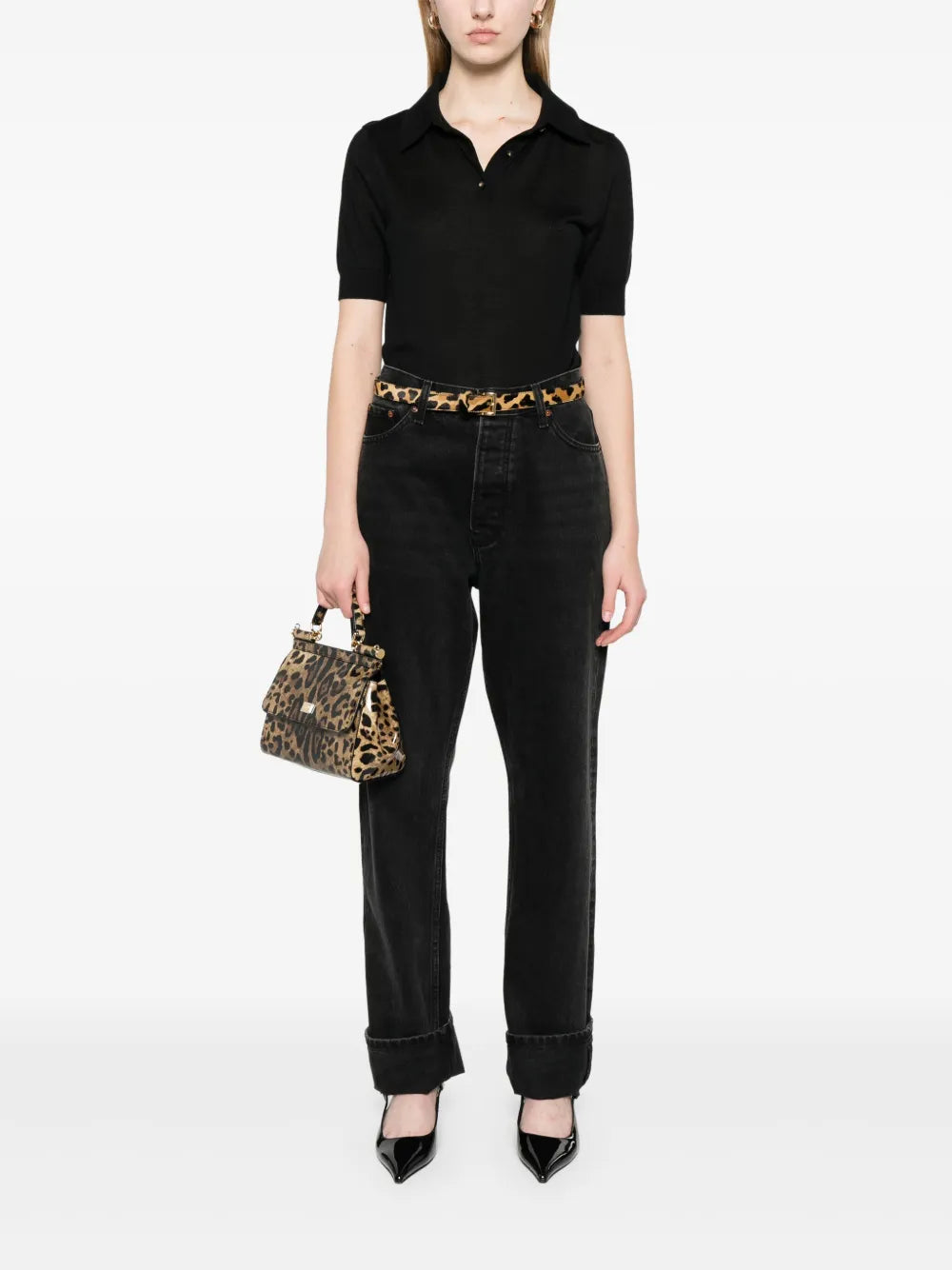 Fine-Knit Polo Top