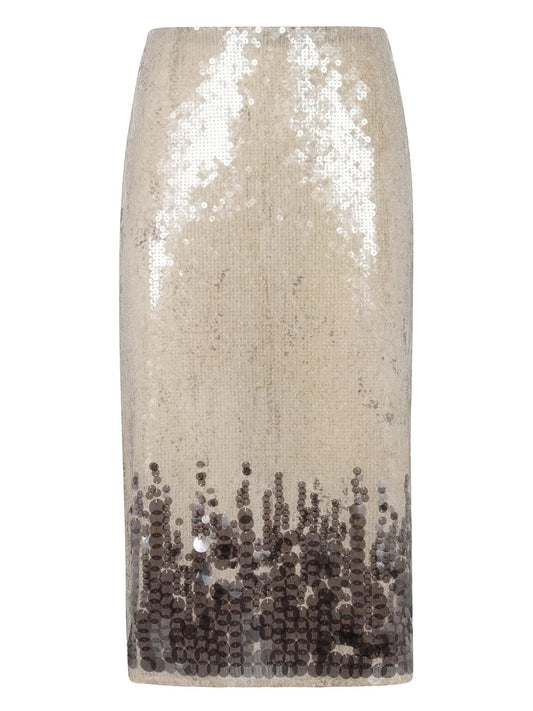 Sequin-Embellished Midi Skirt