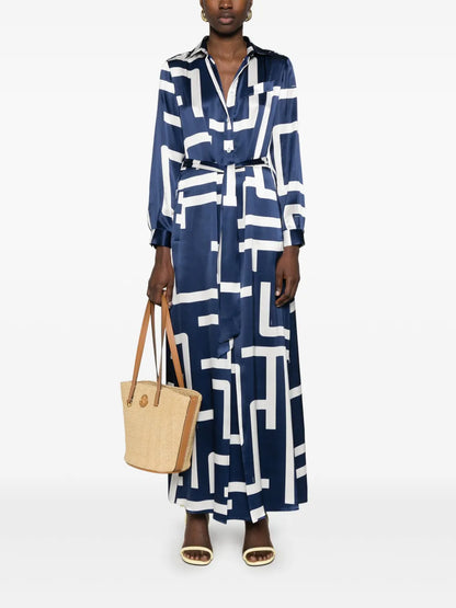 Geometric-Pattern Maxi Dress