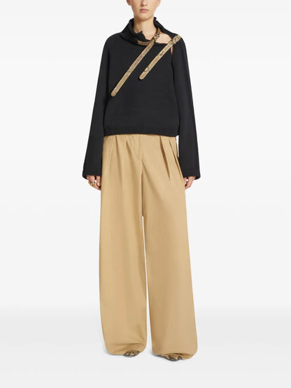Pleated Wide-Leg Trousers