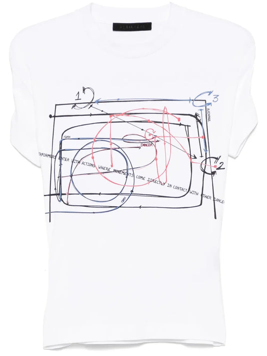 Printed Elasticated-Straps T-Shirt