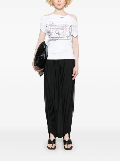 Printed Elasticated-Straps T-Shirt