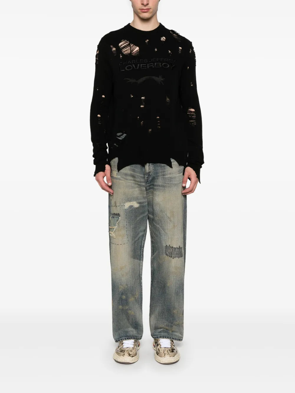 Logo Distressed Sweater