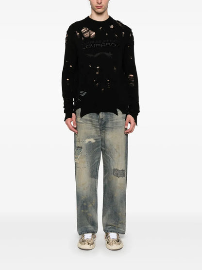 Logo Distressed Sweater
