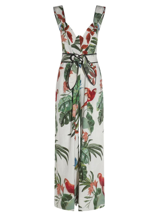 Tropical-Print Jumpsuit