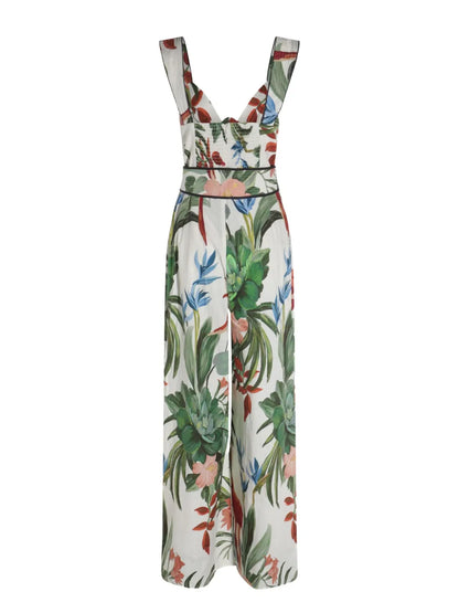 Tropical-Print Jumpsuit