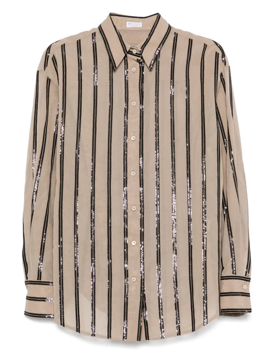 Sequin-Stripes Shirt