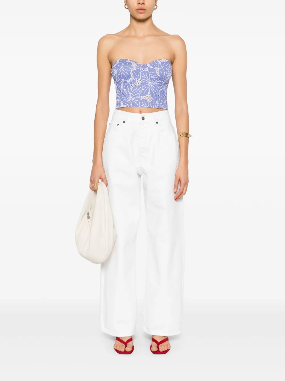 Floral-Embroidered Top