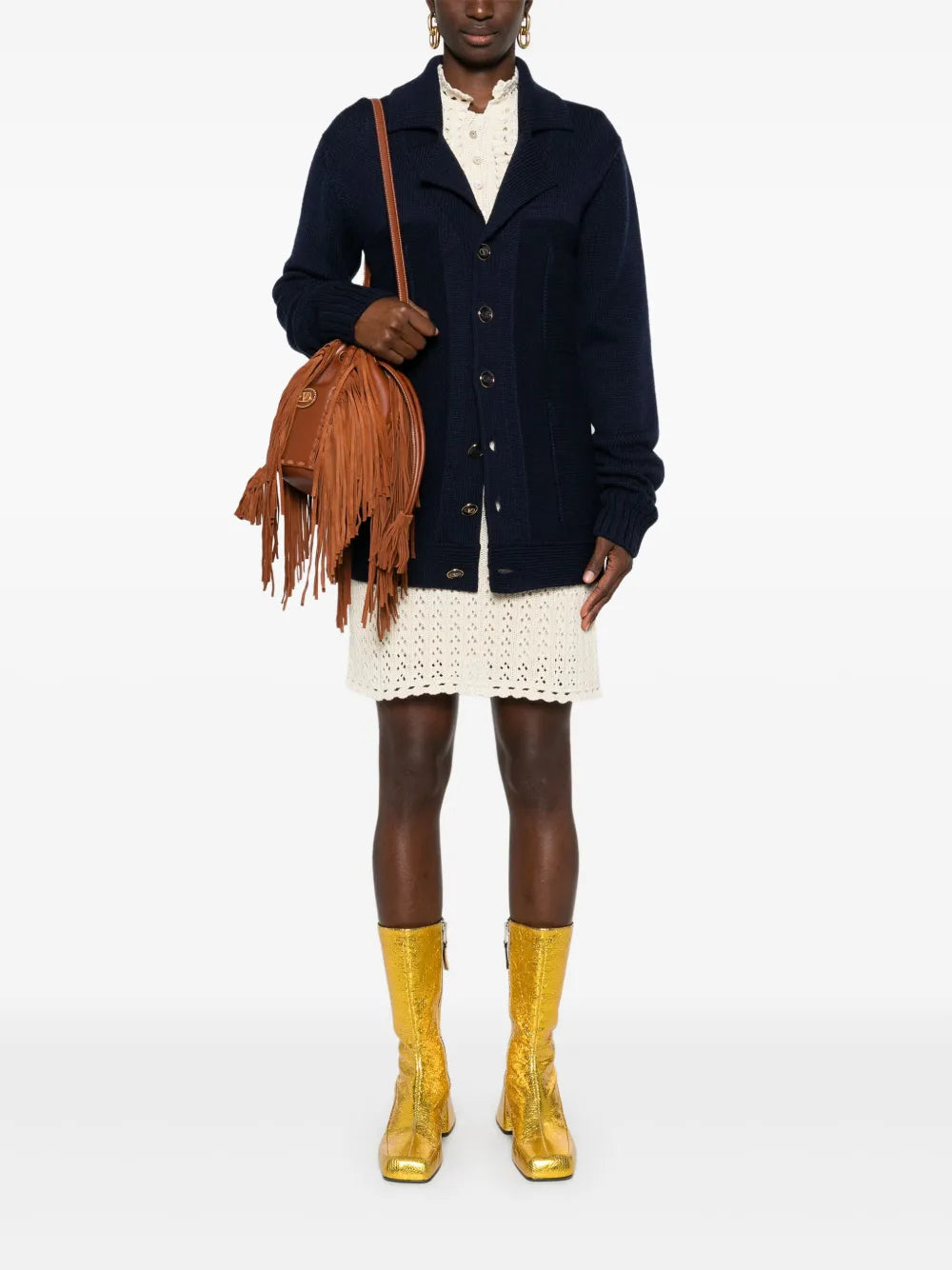 Notched-Lapels Cardigan