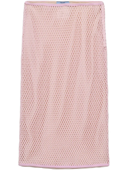 Cotton Mesh Midi Skirt