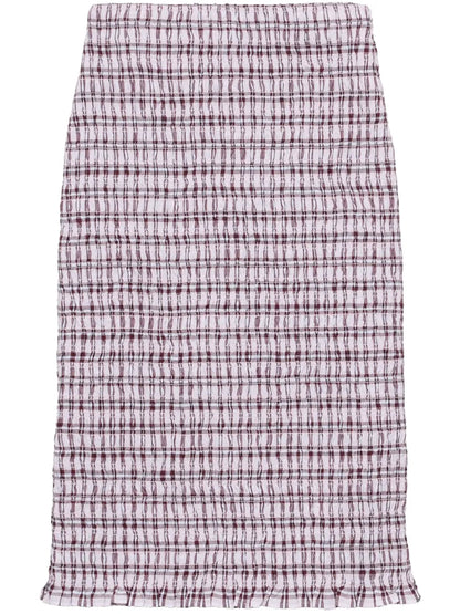 Checked Cotton Midi Skirt