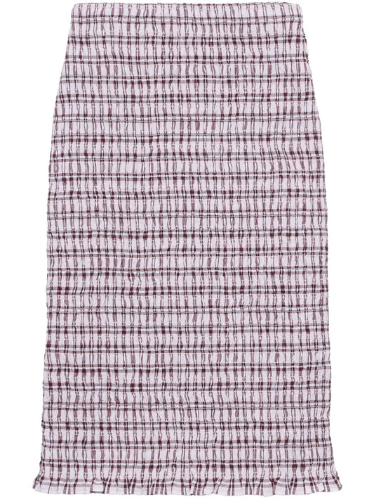 Checked Cotton Midi Skirt