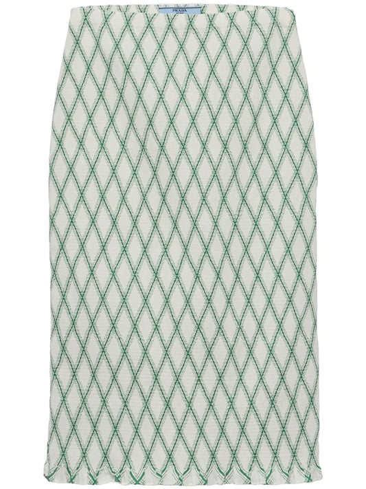 Patterned Cotton Midi Skirt