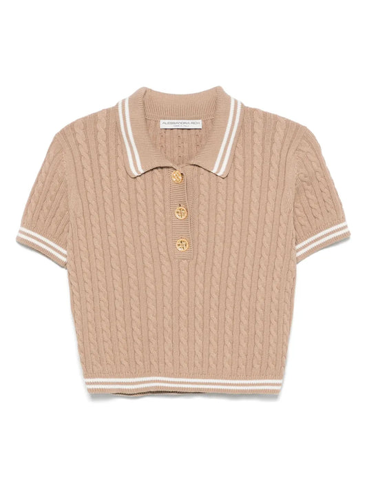 Cable-Knit Polo Shirt